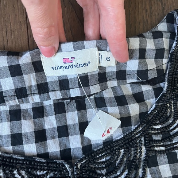 Vineyard Vines Embellished Seed Bead Gingham Pullover tunic Dress Cover up - Picture 2 of 10